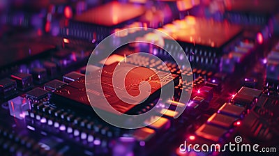 close-up view of a high-tech interface with intricate digital patterns, indicative of sophisticated futuristic technology Stock Photo