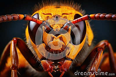 Close up view of a hornet head Stock Photo