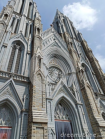 Close up view of the intricate art and architecture of St. Phelomina Church, Mysore Stock Photo