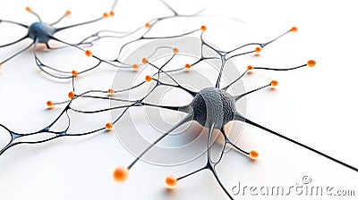 Closeup view of intricate neuron structures showcasing synapses and connections representing advanced cellular communication Stock Photo