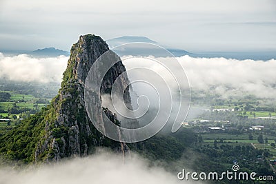 Close up view of Khao Nor with fog in the morning in Nakhon Sawan, Thailand. Stock Photo