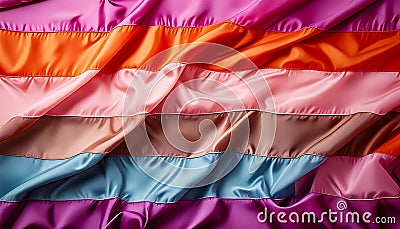 close-up view of the lesbian community flag, emphasizing its rich texture and undulating folds, making it ideal for use as a Stock Photo