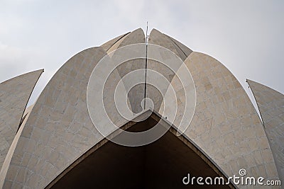 Close up view of the Lotus Temple, a Bahai house of worship Editorial Stock Photo