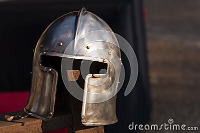 Medieval battle helmet Stock Photo