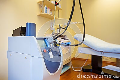 Close-up view of modern cosmetology equipment for laser skin care. Cosmetology and SPA concept Stock Photo