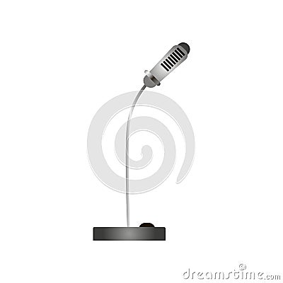 Close-up view of modern news, stage, computer flexible microphone omnidirectional, dynamical isolated over white Vector Illustration