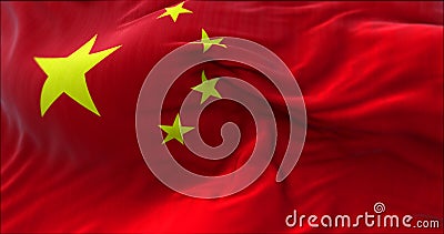 Close up view of the national Flag of the People`s Republic of China waving in the wind Stock Photo