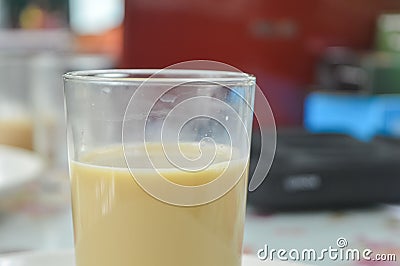 Close up view of Nescafe tarik. Made from a mixture of nescafe and milk as well as hot water. Suitable for morning and afternoon Stock Photo