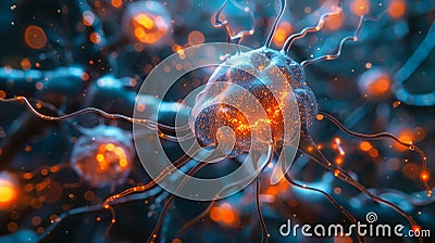 Electrifying Neural Network Activity in the Human Brain Stock Photo