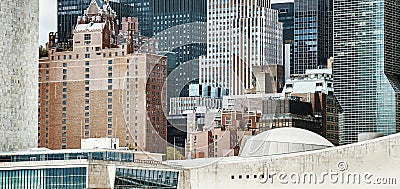 Close up view of New York architecture, color toned picture, USA Stock Photo