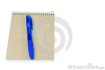 Close up view notepad and pen isolated on white background. School concept. Stock Photo