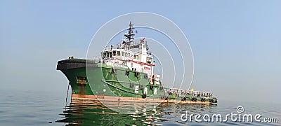 Close up view of the offshore ship with the AHTS type. Editorial Stock Photo