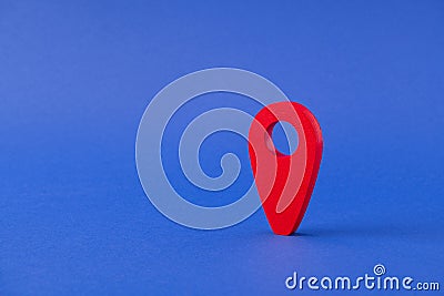 Close-up view of one red pointer GPS location find search place where to stay in vacation journey booking web app Stock Photo
