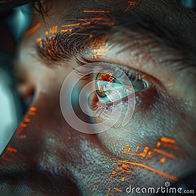 Close Up of Eye With Orange Lines Stock Photo