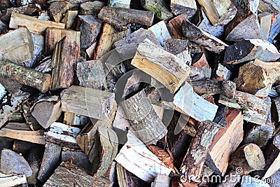 Close up view on a pile of chopped firewood Stock Photo