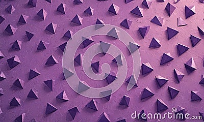 close-up view purple background with numerous small triangular shapes, creating textured and visually Stock Photo