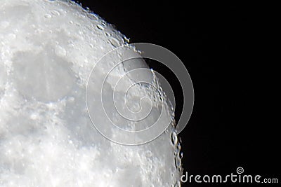 Close up view of real Moon Lunar surface Stock Photo