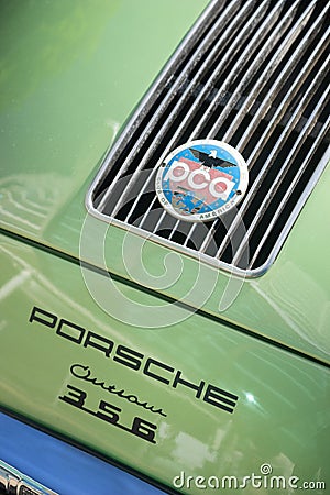 Porsche 356 classic car rear panel decals Editorial Stock Photo