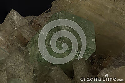 Close-Up View Revealing Apophyllite and Stilbite Mineral's Natural Structure Stock Photo