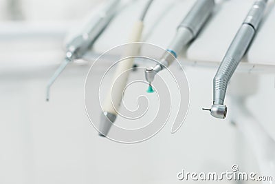 Close-up view of row of dentistry tools Stock Photo