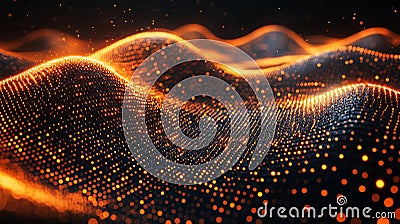 Close-up view of shimmering nodes and interconnections on a dark backdrop, symbolizing digital networking and Stock Photo