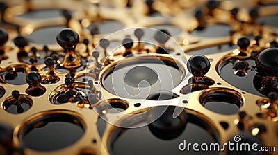 a close up view of some black and gold bubbles Stock Photo