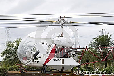 Close up view of a spraying helicopter Stock Photo