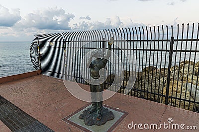 Close up view of statue of Bishop Albert Kee on Atlantic Ocean background. Key West, Florida. Stock Photo