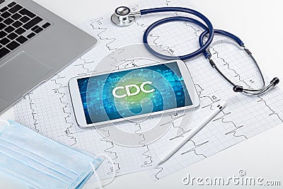 Close-up view of a tablet pc with medical abbreviation Stock Photo