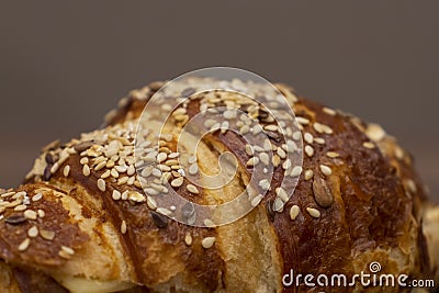 Croissant sprinkled with sesame Stock Photo