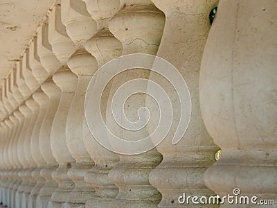 Close up view to the antique vertical column. Stock Photo