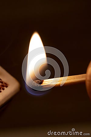 Close-up view to strike matches for matchbox. Stock Photo