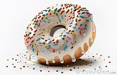 A close up view of a vanilla donut Stock Photo