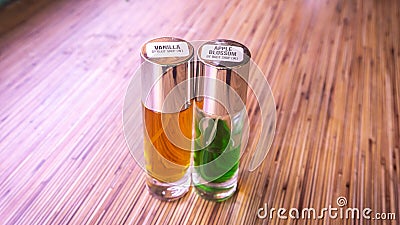 The close up view of the various type of perfume with light flare on the background Editorial Stock Photo