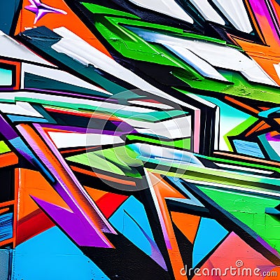 A close-up view of a vibrant graffiti mural, showcasing a riot of colors and artistic expression4, Generative AI Stock Photo