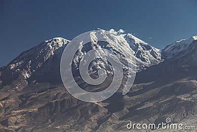 Close up view of volcano Chachani near city of Arequipa in Peru Stock Photo