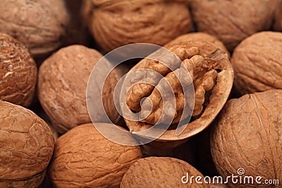 Close up view on walnuts Stock Photo