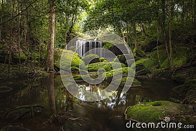 Close up view waterfall in deep forest at National Park, Waterfall river scene Stock Photo