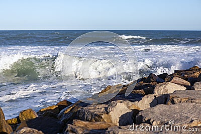 close up view of waves near the shore Stock Photo