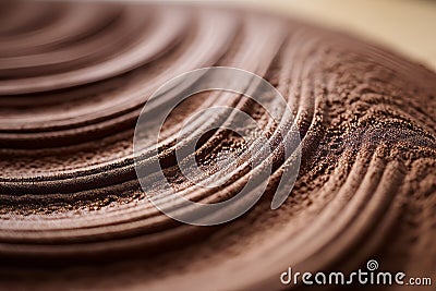 a close up view of a wavy pattern on a piece of chocolate Stock Photo