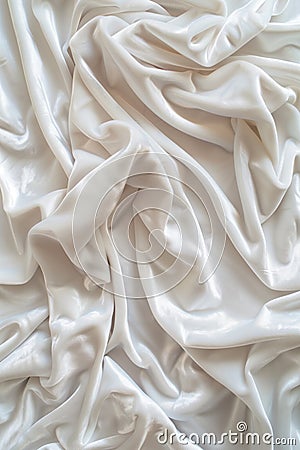 Close-up view of white fabric with intricate pattern. Crumpled and folded texture adds depth to image. Focus on fabric as main Stock Photo