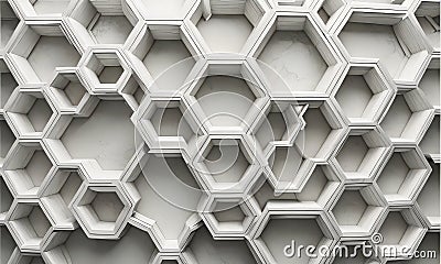 close-up view white, honeycomb-like pattern composed numerous hexagonal shapes, creating visually striking Stock Photo