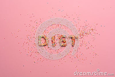 Close-up view of word diet made from sweets isolated on pink Stock Photo