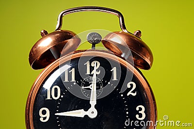 Close Up of Vintage Alarm Clock Stock Photo