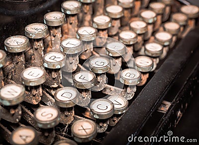 Close up of vintage fashioned typewriting machine. Stock Photo