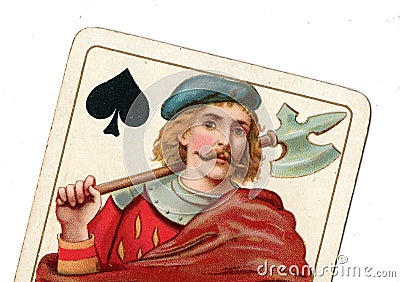 Close up of a vintage jack of spades playing card. Stock Photo