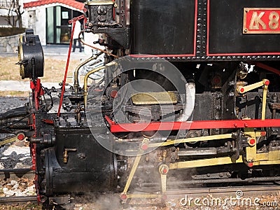 Close up of a vintage steam powered train Editorial Stock Photo