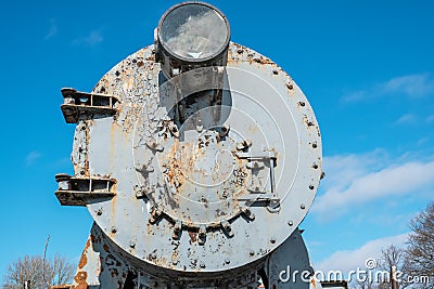 Close-up of vintage steam train front Stock Photo