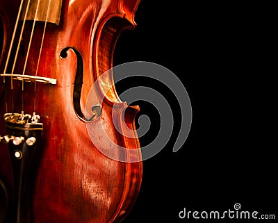 Close Up Violin Copy Space Stock Photo