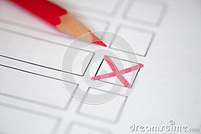 Close up voting bulletin with red pencil Stock Photo